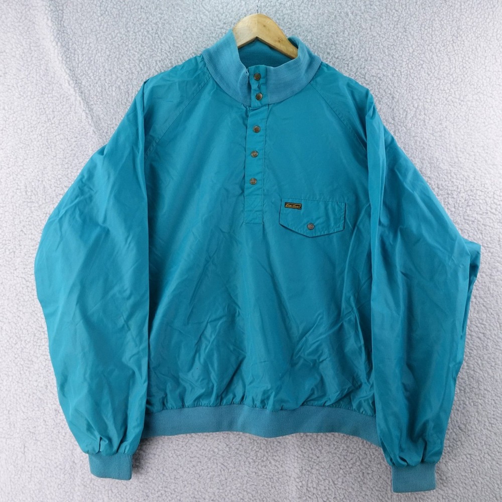 Vintage Eddie Bauer Mens XXLarge Teal Nylon Pullover Anorak Windbreaker Jacket