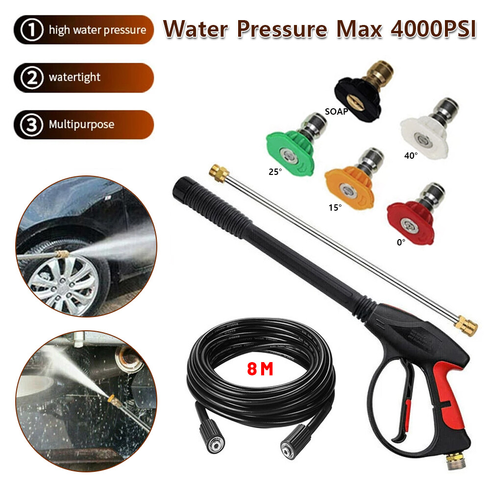 High Pressure 4000PSI Car Power Washer Gun Spray Wand Lance Nozzle and Hose Kits