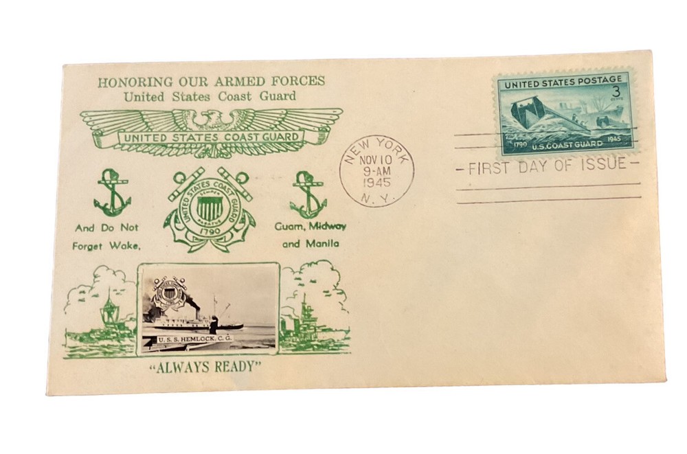 US Coast Guard WWII Honoring Armed Forces Photo Attached FDC Envelope ZF