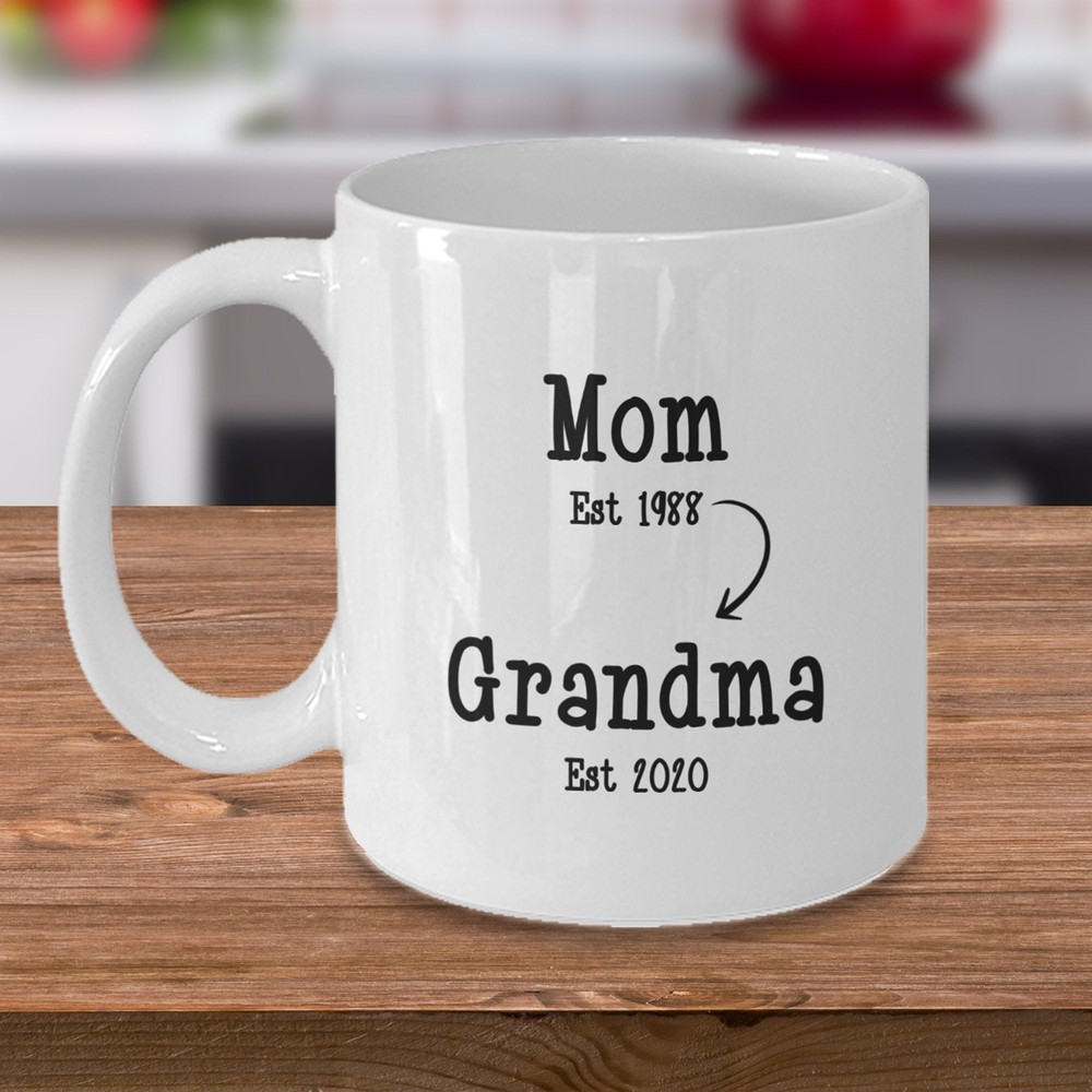 Personalized New Grandma Coffee Mug Customize Dates And Names Baby Announcement