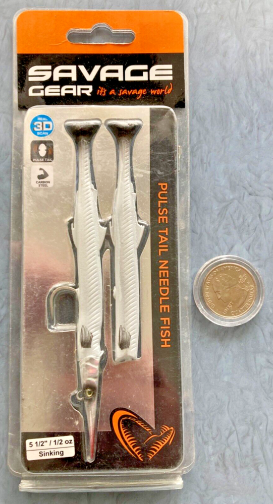Savage Gear Needle Fish 3D Sinking Lure 1/2 oz Pulse Tail 5.5 Inch White