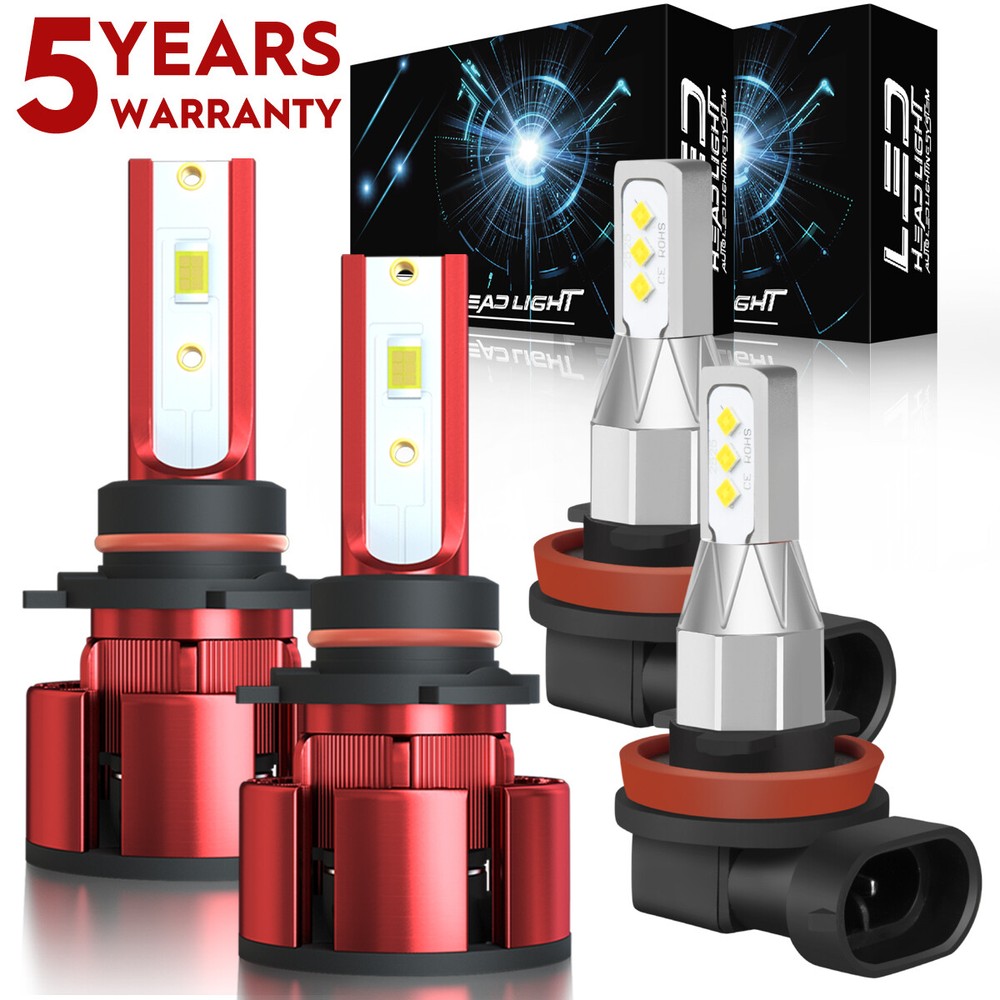For Fiat 500 500L 500X 6000K 9012 LED Headlights + H8/H11 Fog Light Bulbs Z4QC
