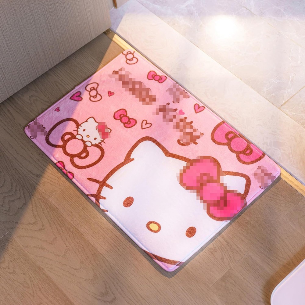 Cartoon Pink Non-Slip Quick Dry Bath Mat Super Absorbent Small Rug