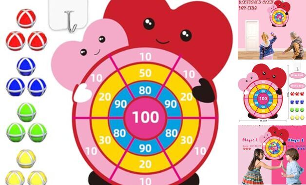 Valentines Day Gifts for Kids - 30” Large Dartboard Game - Valentine Gift Toys-image