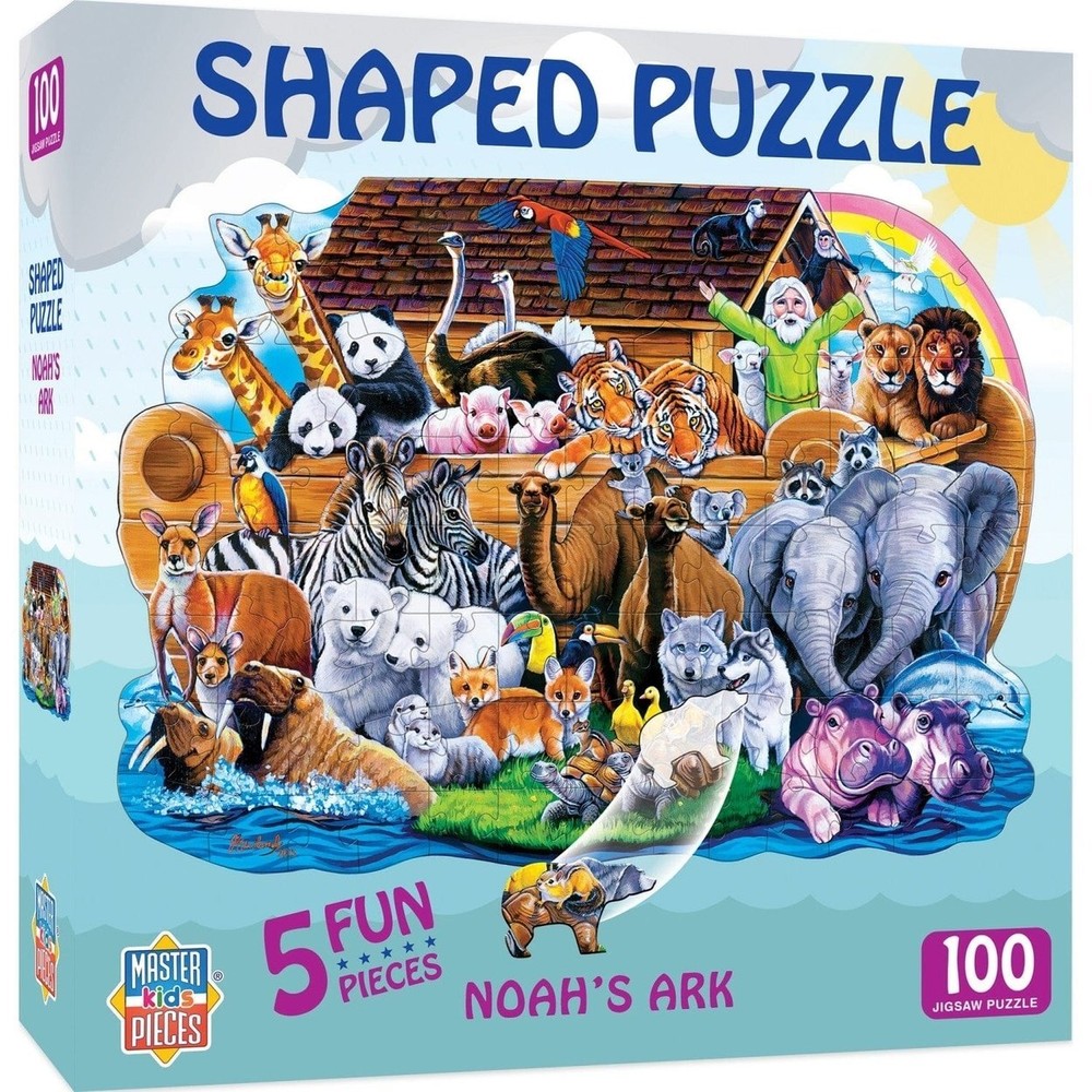 Noahs Ark Shaped Jigsaw Puzzle 100 Pieces 19.5X14 Inches Ages 6+ Right Fit