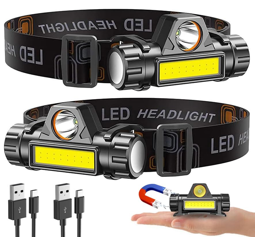 LED Headlamp Flashlight, Ultra Light Bright Rechargeable Headlight Black