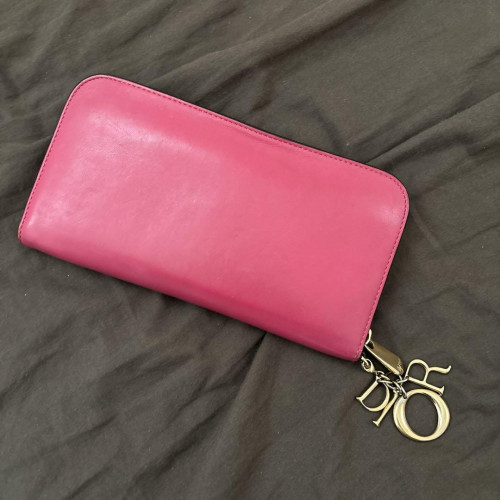 Dior Pink Leather Zip Around Long Wallet Style 4138
