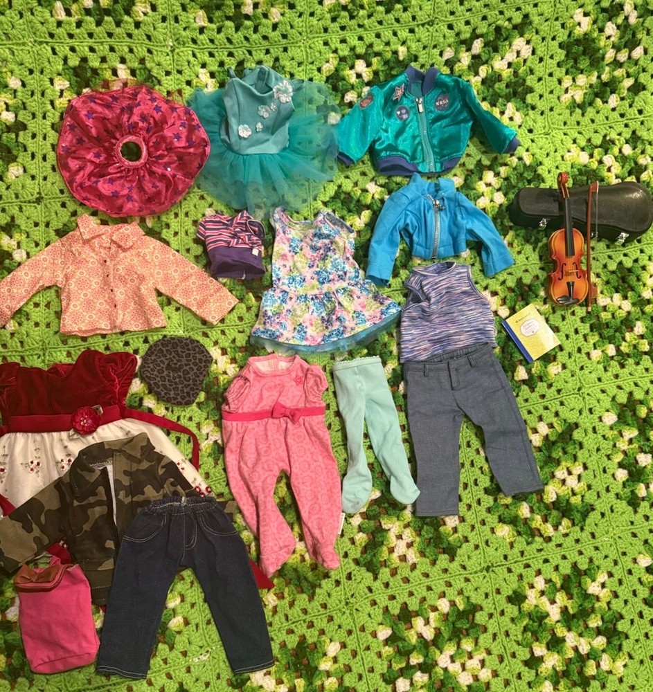 American Girl Doll Clothes Lot with Dress Pants Violin Accessories