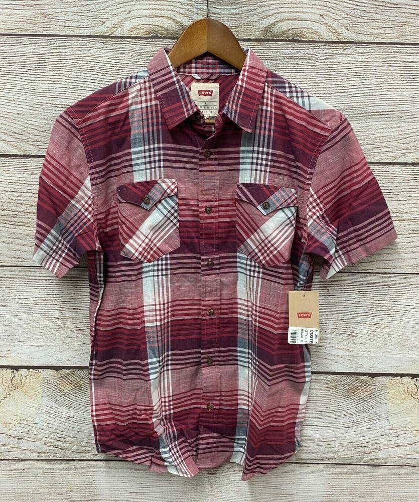 Levi's Button Shirt Mens Size Small Earth Levi's Carvers Woven Plaid Shirt New