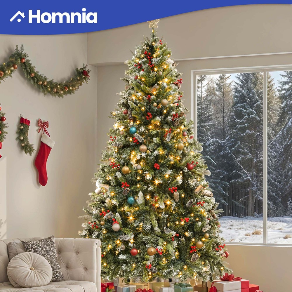 9 ft Pre Decorated Christmas Tree Artificial 2058 Tips 900 Light 111 Pines Berry