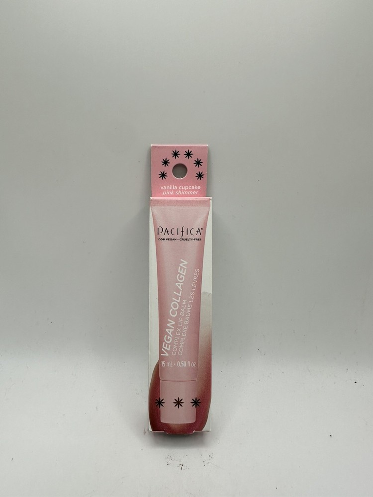 New! Pacifica Complex Lip Balm ~ Vanilla Cupcake  Pink Shimmer Vegan Collagen