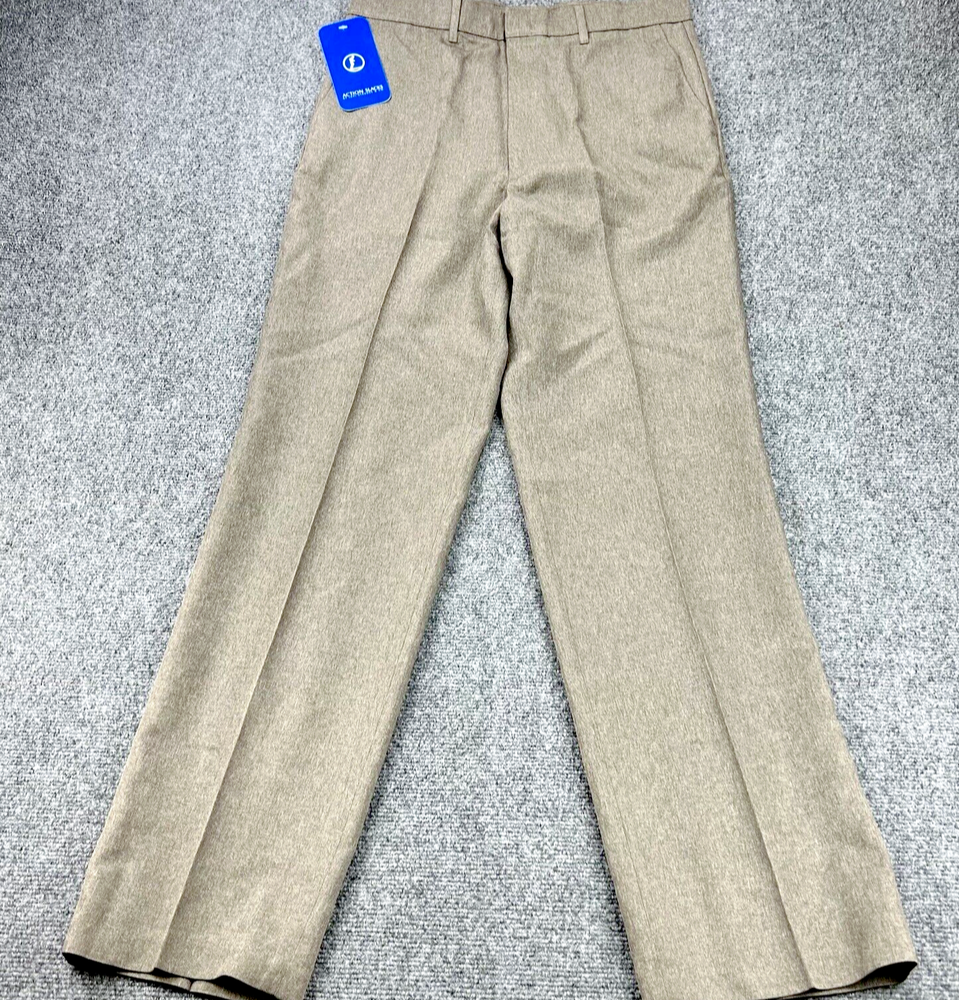 Vintage Levis Action Slacks Mens 34x34 Brown Flat Dress Pants Dacron Polyester