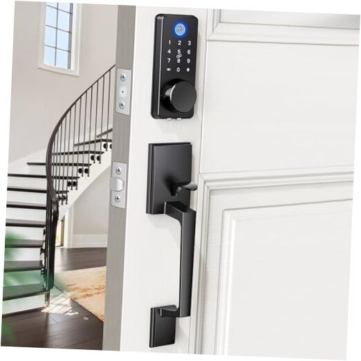 Smart Fingerprint Front Door Lock with App Control & Handle  