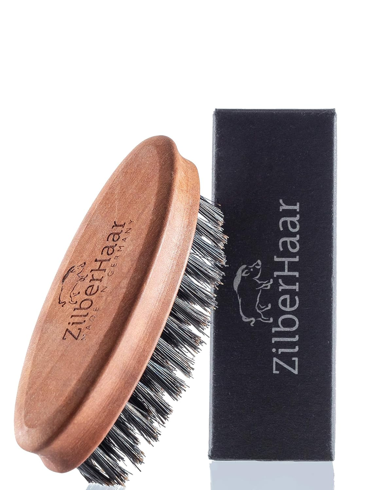 Pocket Mustache and Beard Brush - Stiff Boar Bristles Small Brush -