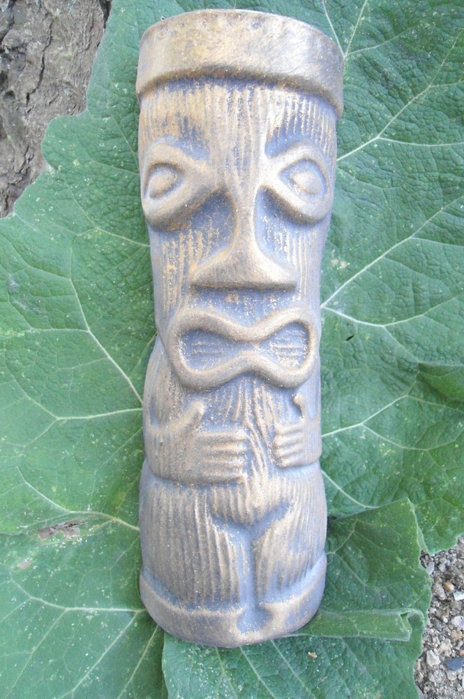 Tiki face plastic garden casting mold 6.5x2.5x1 inches tropical decor