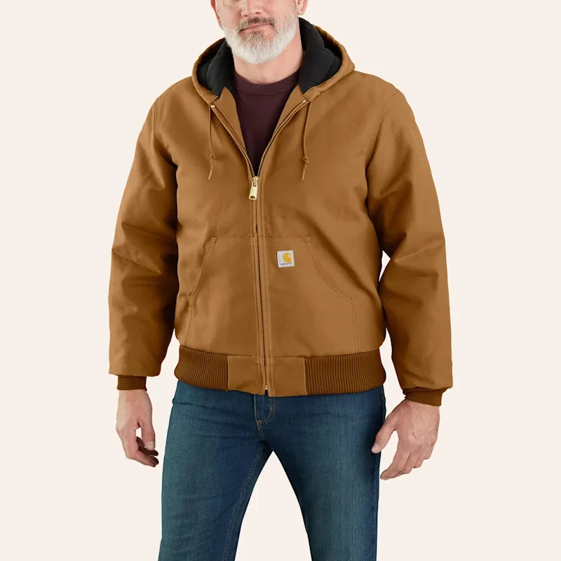 FLASH SALE🔥 Carhartt Men's Brown Duck Insulated Active Hooded Jacket-image