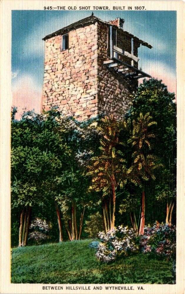 OLD SHOT TOWER, HILLSVILLE, WYTHEVILLE, VA, New River, Postcard