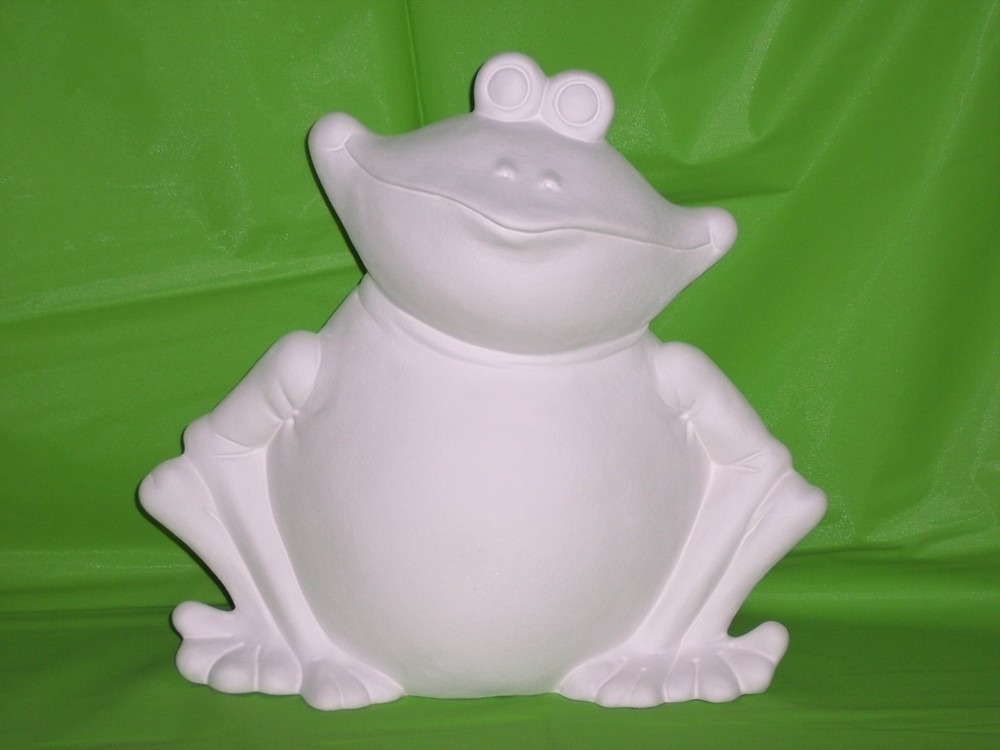 Large Ceramic Bisque Fergie the Garden Frog Ready to Paint for DIY Crafting Projects
