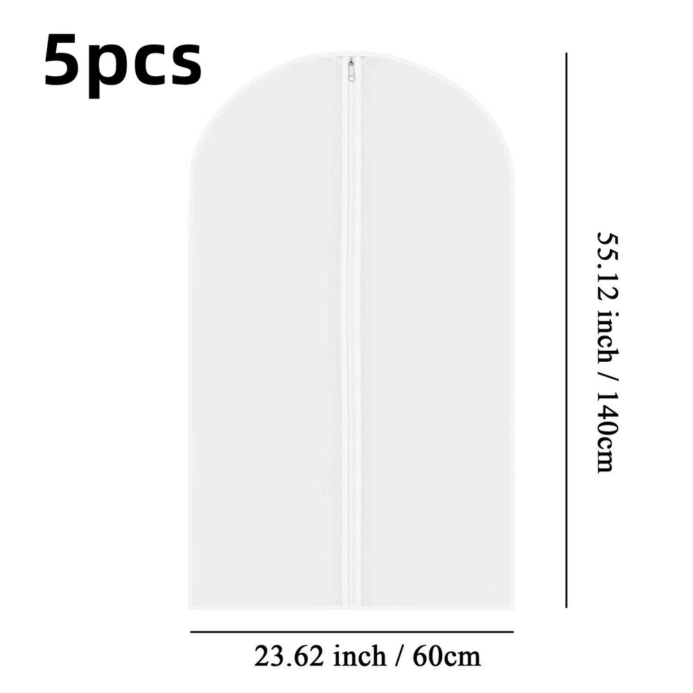 5 Pcs Garment Bag Travel Suit Dress Storage Clear Cover Full Zipper Coat Carrier