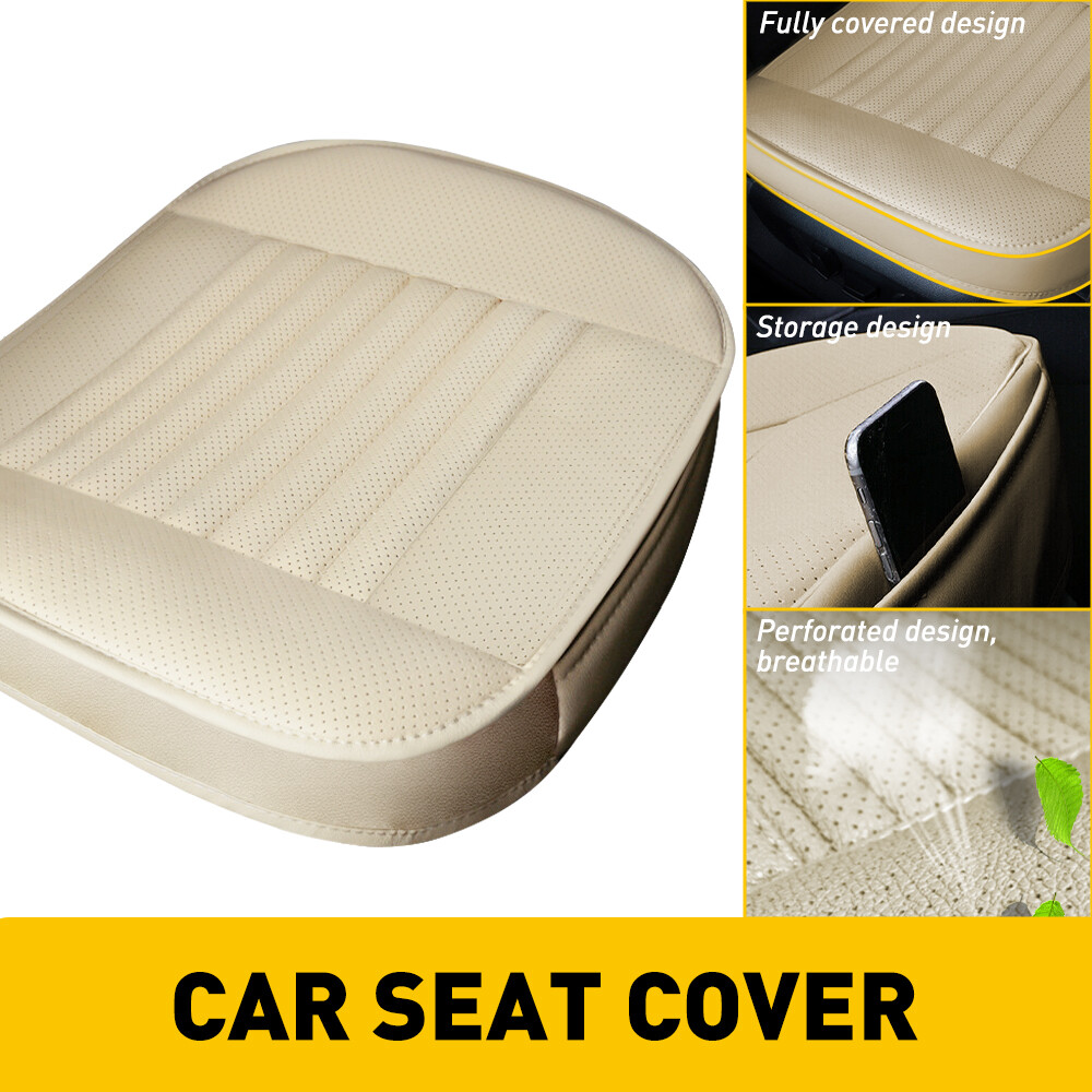 Leather Car Cover Seat Set Full Surround Universal Interior Accessories Beige