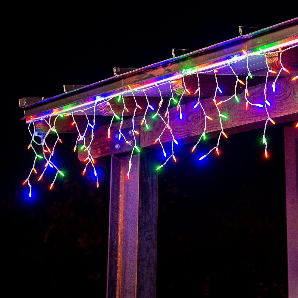 450 LED Icicle Christmas Lights Outdoor (3×150), 26.01FT (8.67 x 3) Multicolor