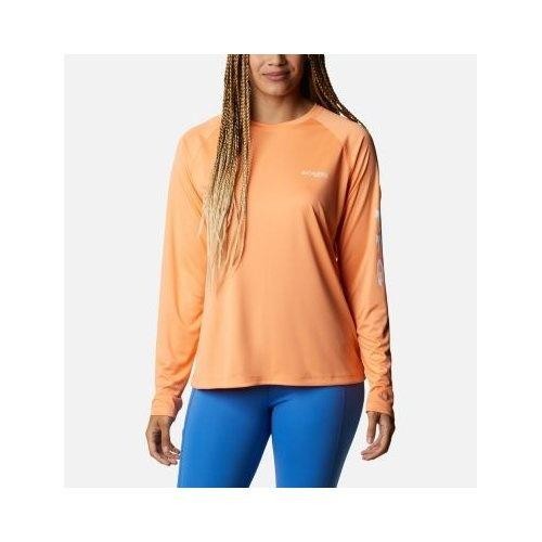 Columbia PFG Shirt Womens Size S Orange Tidal Tee II Long Sleeve UPF 50