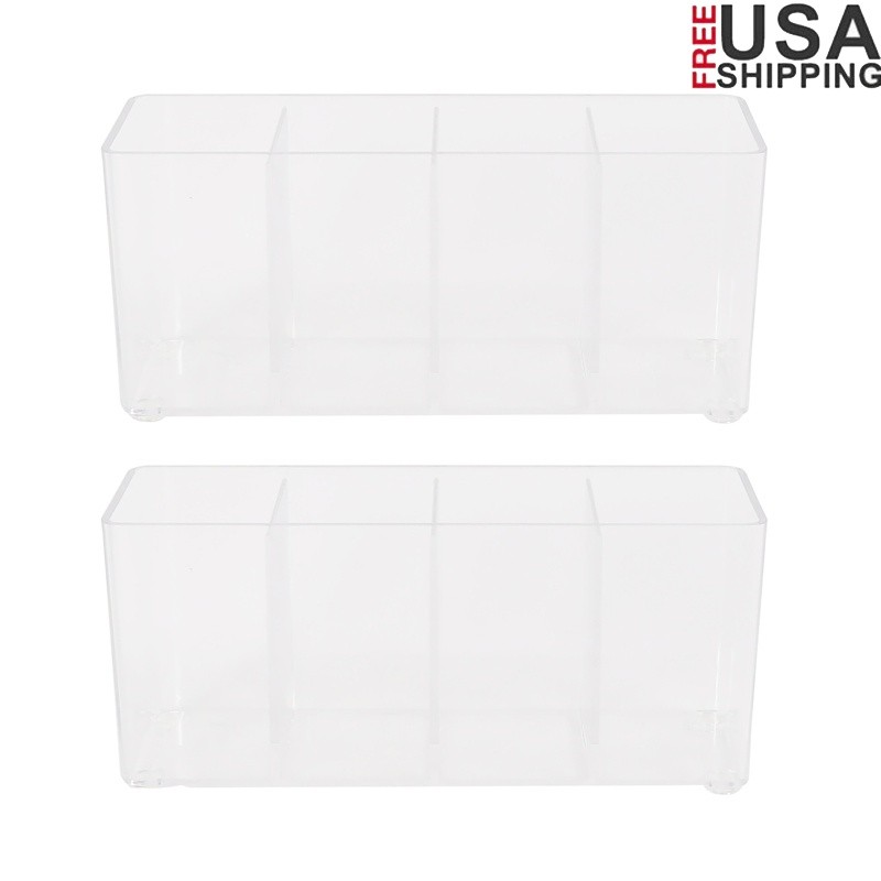 4-Compartment Clear Expandable Drawer Organizer Bin 2-Pack Storage Solution