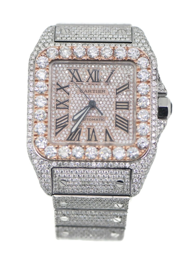 Cartier Santos Large Diamond Stainless Steel Watch W20073X8