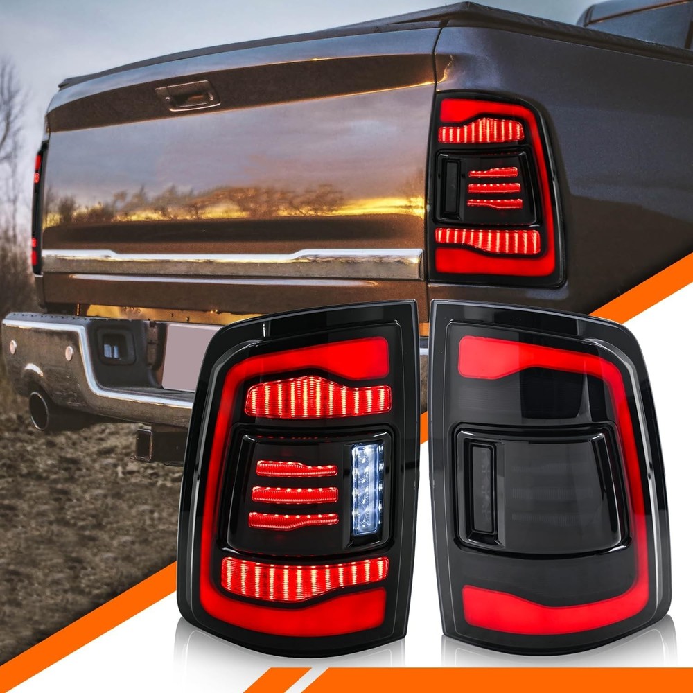 1 Pair LED Tail Light for 2009-18 Dodge Ram 1500 2500 3500 Rear Light Smoke Lens