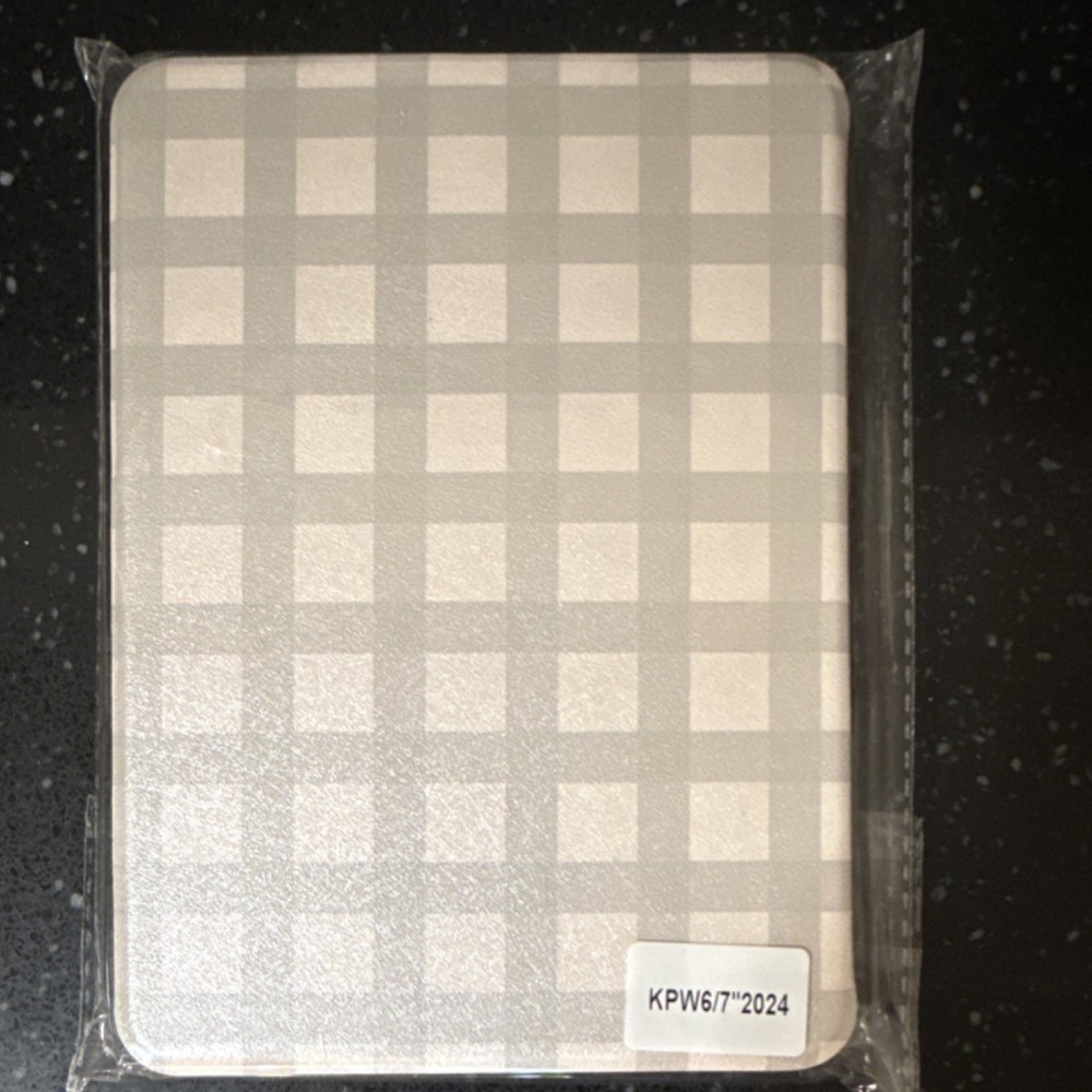 White Gray Plaid Folio Case for Kindle Paperwhite 6/7