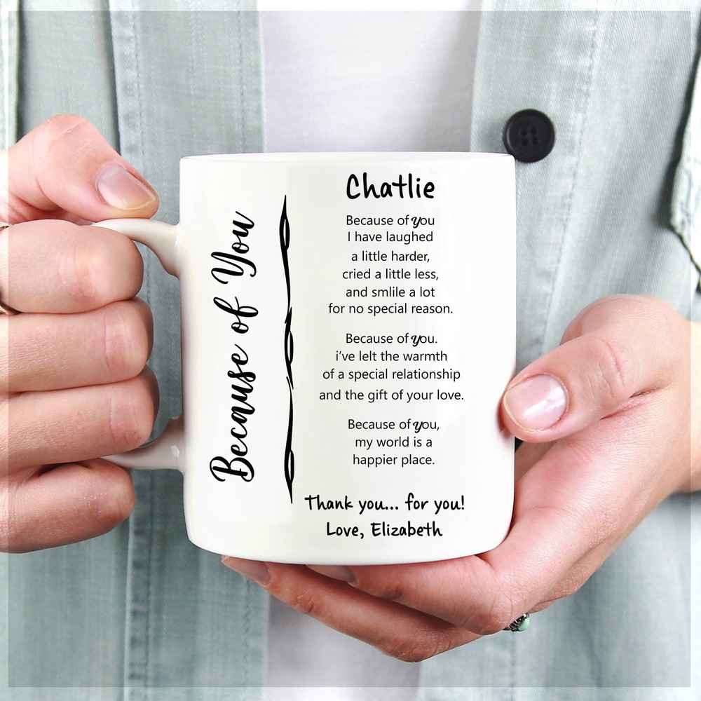 Personalized Because Of You I Laugh A Little Harder Mug Wedding Anniversary