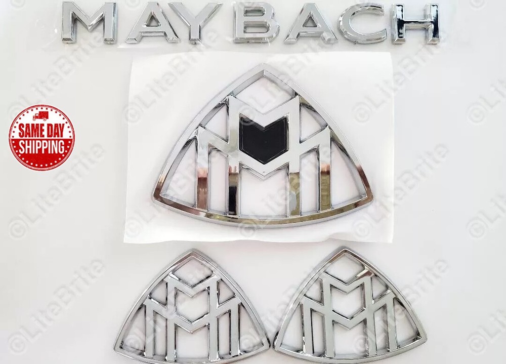 Original 4ea OEM Silver Side Rear Badge Maybach Letter Logo For Mercedes S Class