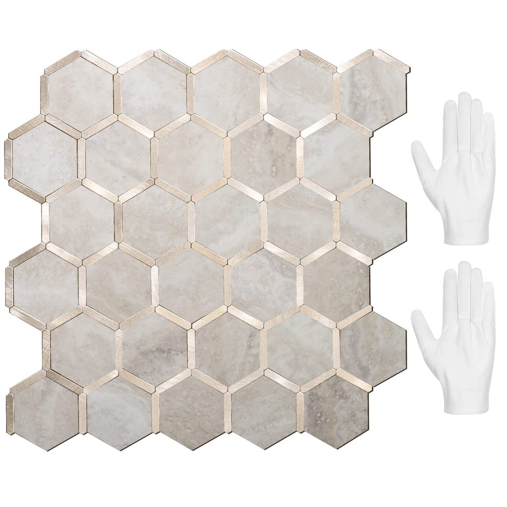 Hexagon Peel and Stick Backsplash Tile for Kitchen Easy DIY Installation