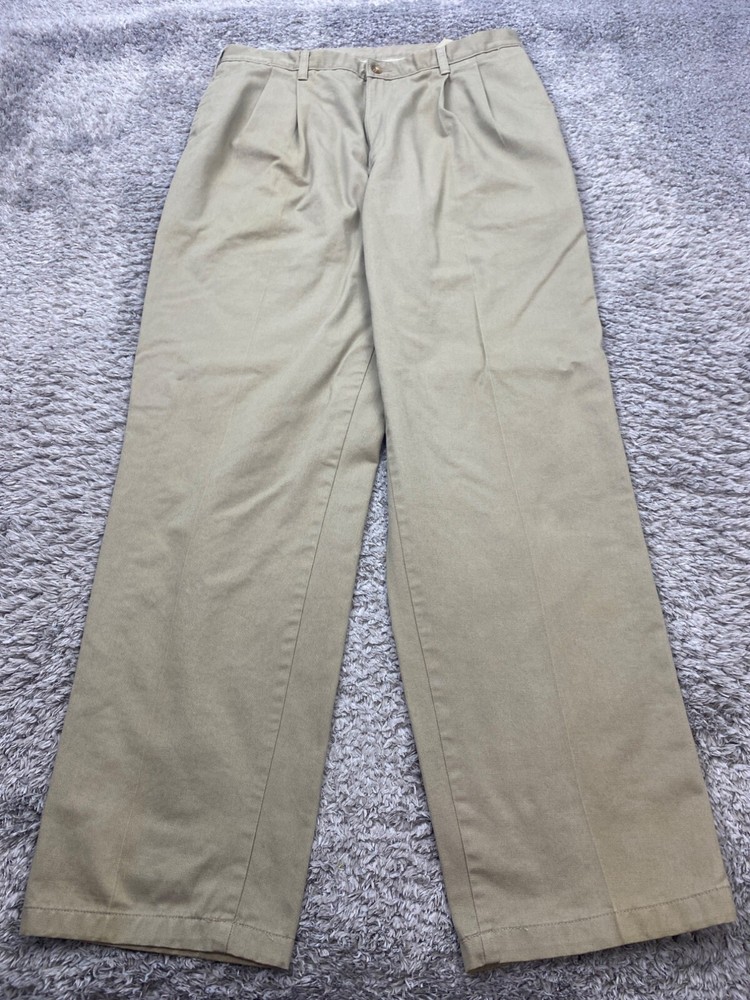 Flyers Pants Mens 38x34 Khaki Relaxed Fit Pleated Military Chino Trousers Vtg