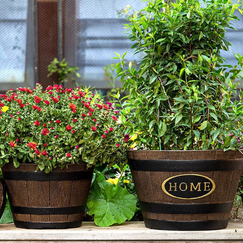 Basket Barrel Flower Pot Retro Pots Decorative Flowerpot Living Room