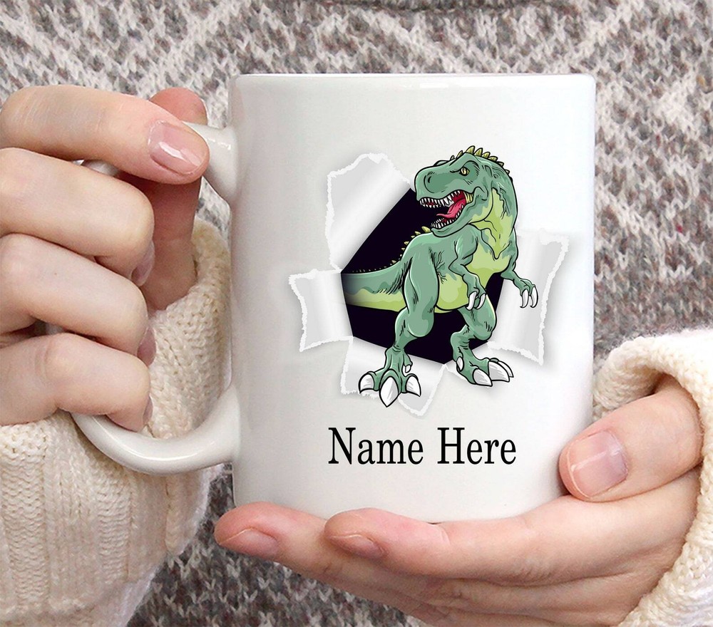 Funny Personalized Dinosaur Custom Name Coffee Mug 11oz Dinosaur Mug Dinosaur