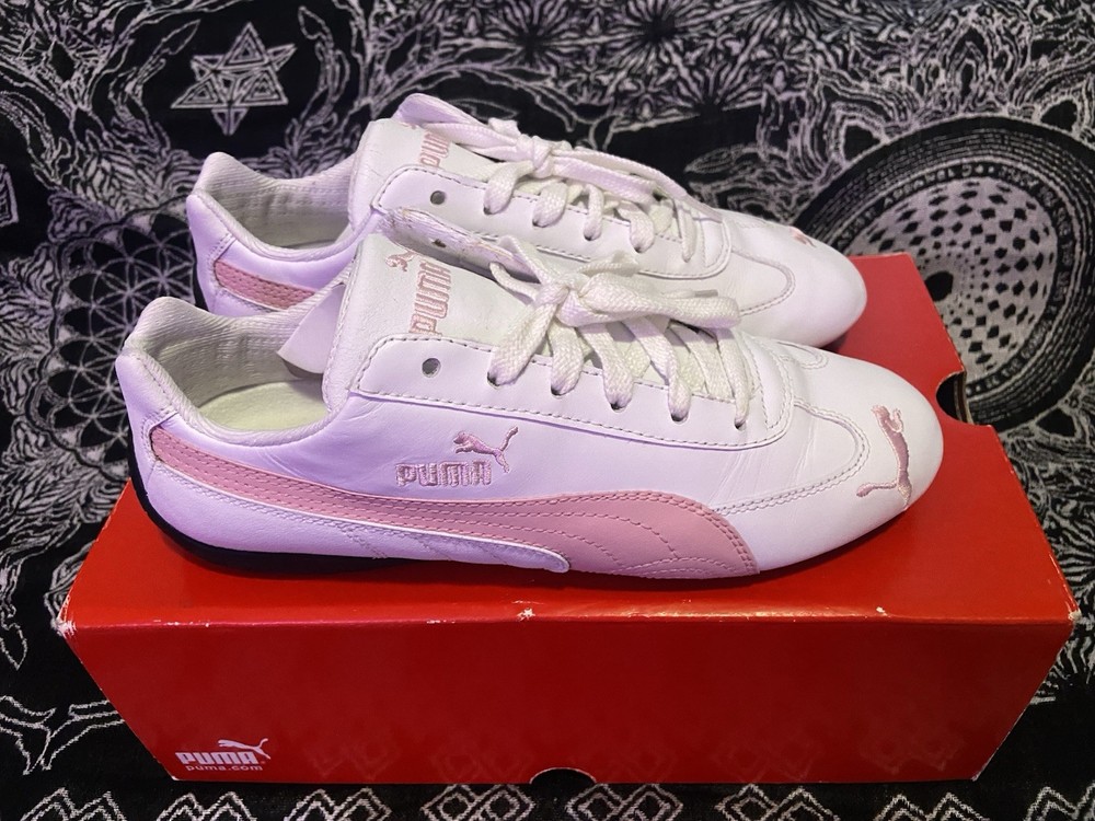 PUMA Speed Cat ST Sneakers White Almond Blossom Pink Leather RARE VINTAGE women