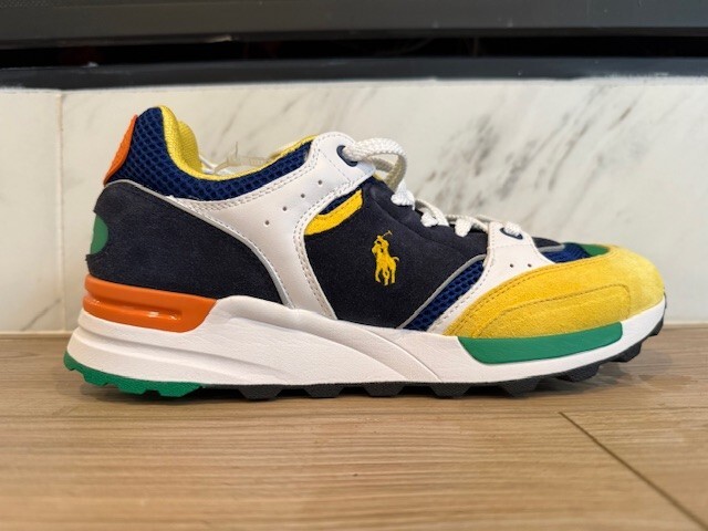 POLO RALPH LAUREN Trackster 200 Trainer Shoes 9 & 10 Blue Green Yellow Sneakers