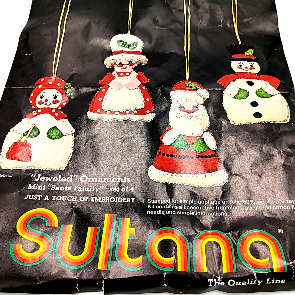 Sultana Christmas Needlecraft Kit 32004 Jeweled Holiday Ornaments Santa Family
