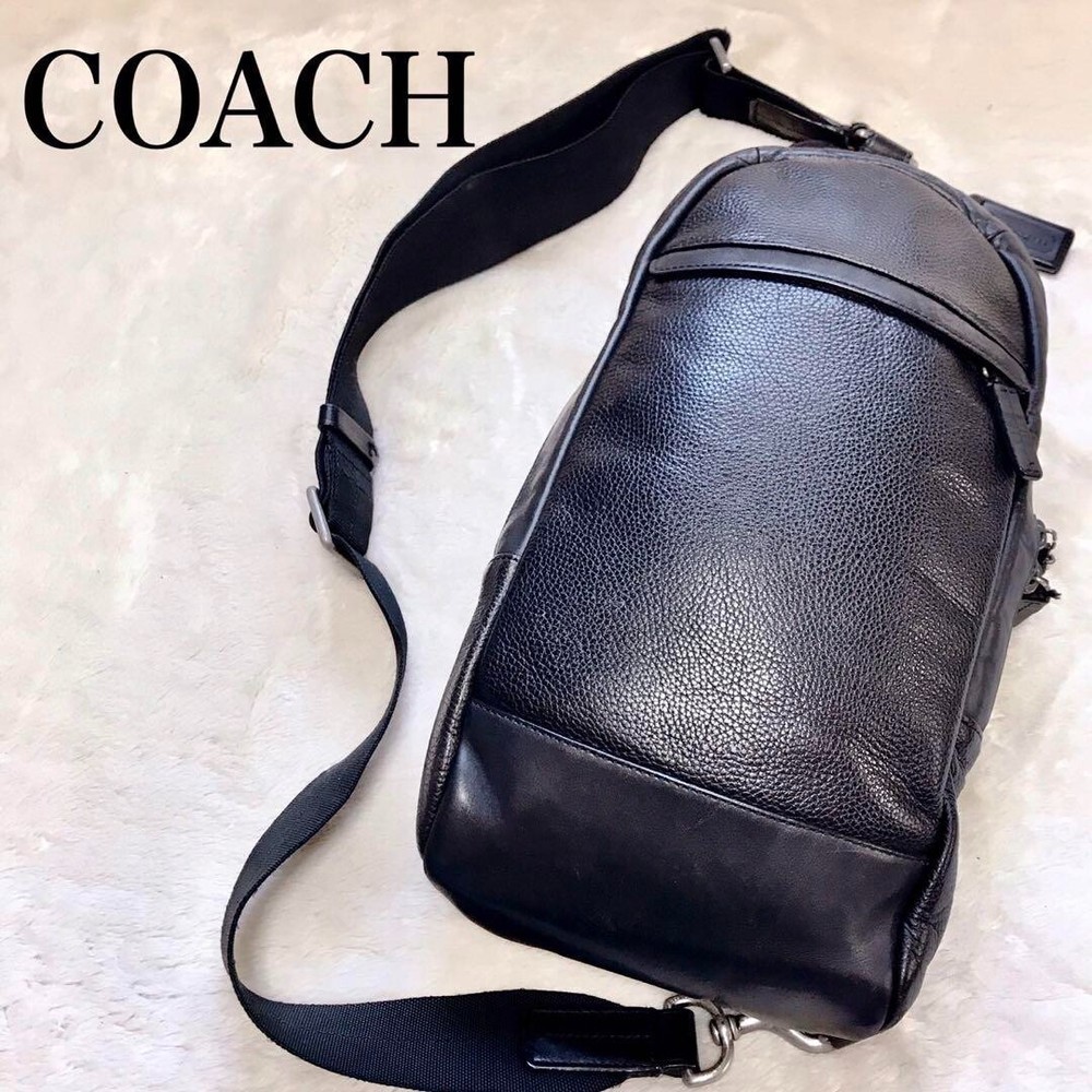 Coach Vintage Leather Sling Bag Black Shoulder Backpack for Travel Business
