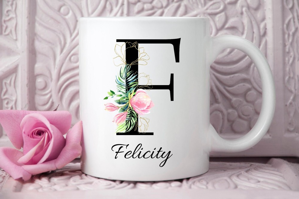 Personalized F Initial Mug Custom Coffee Cup Bestie Gift Monogram Mugs Gift For
