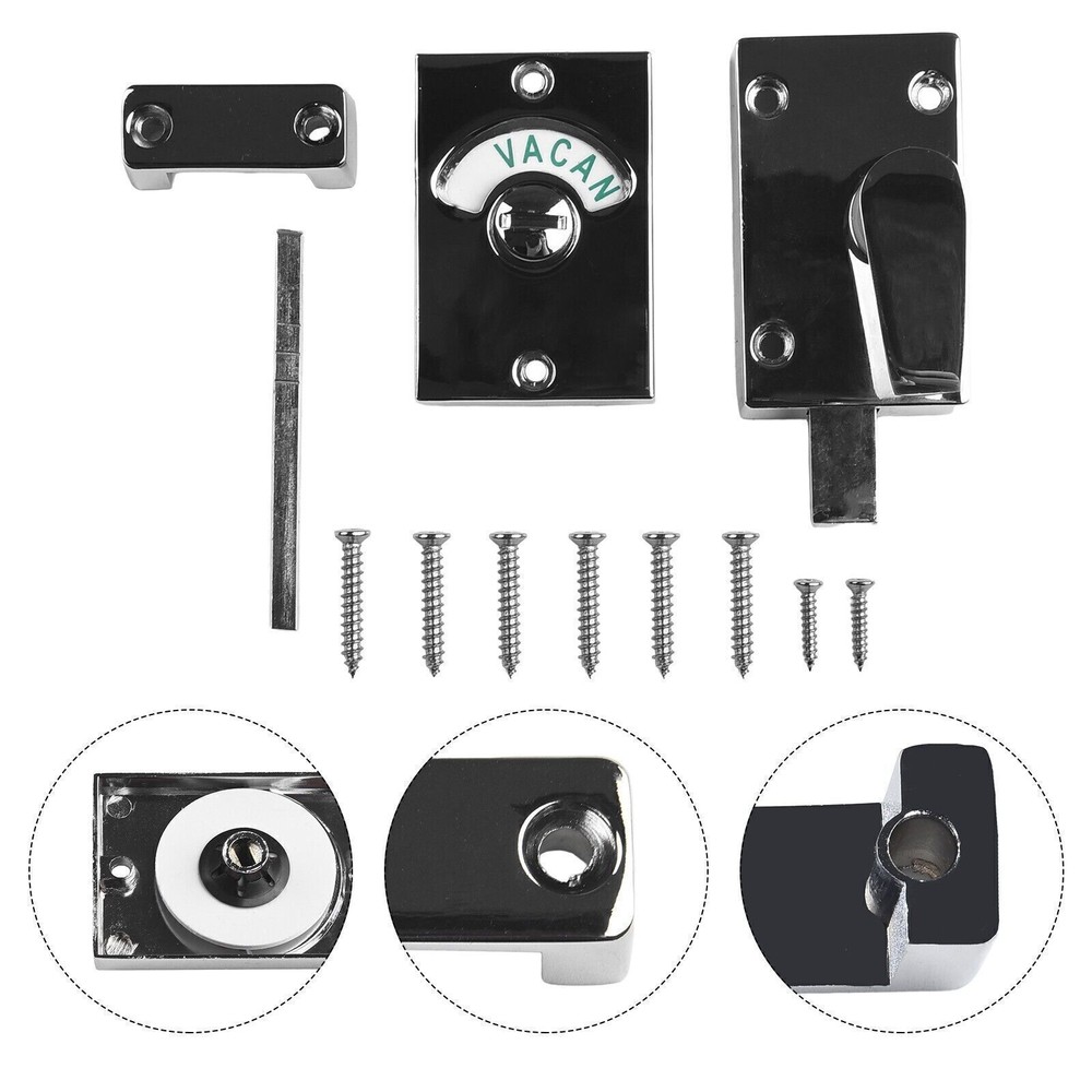 Vacant Engaged Bathroom Lock Satin Brass Toilet Door Bolt Privacy WC Indicator