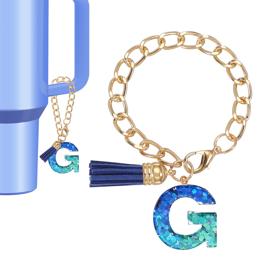 Letter Charm for Stanley Tumbler Cup Initial g Charm Accessories Keychain Blue