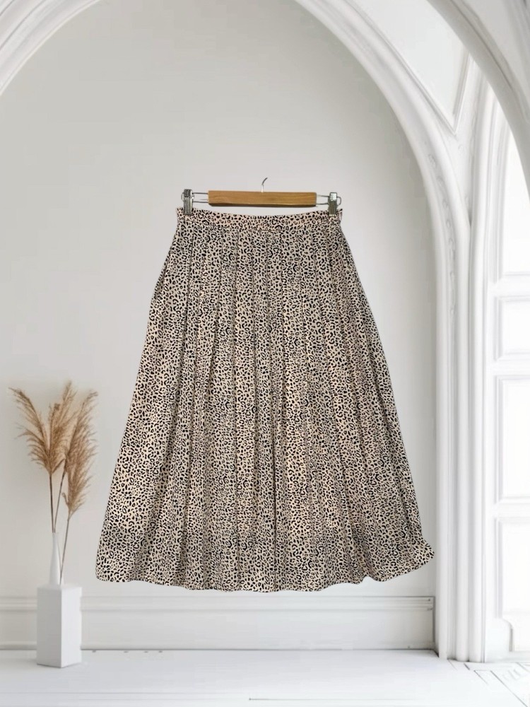 Who What Wear Women’s Animal Print Midi Skirt Pleated Fall Boho Chic