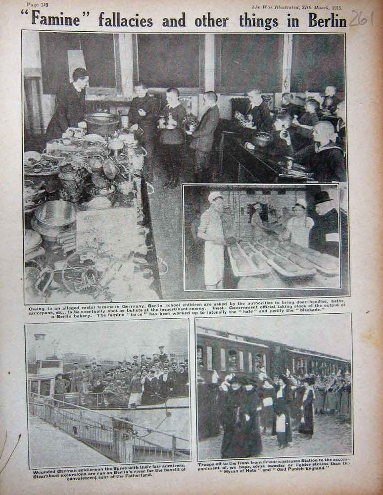 Original Old Antique Print 1915 Ww1 German Siers Train Railway Children Berlin