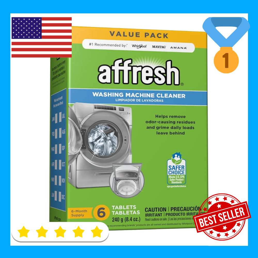 Affresh Washer Cleaner 6-Month Supply for Front and Top Load HE Washers