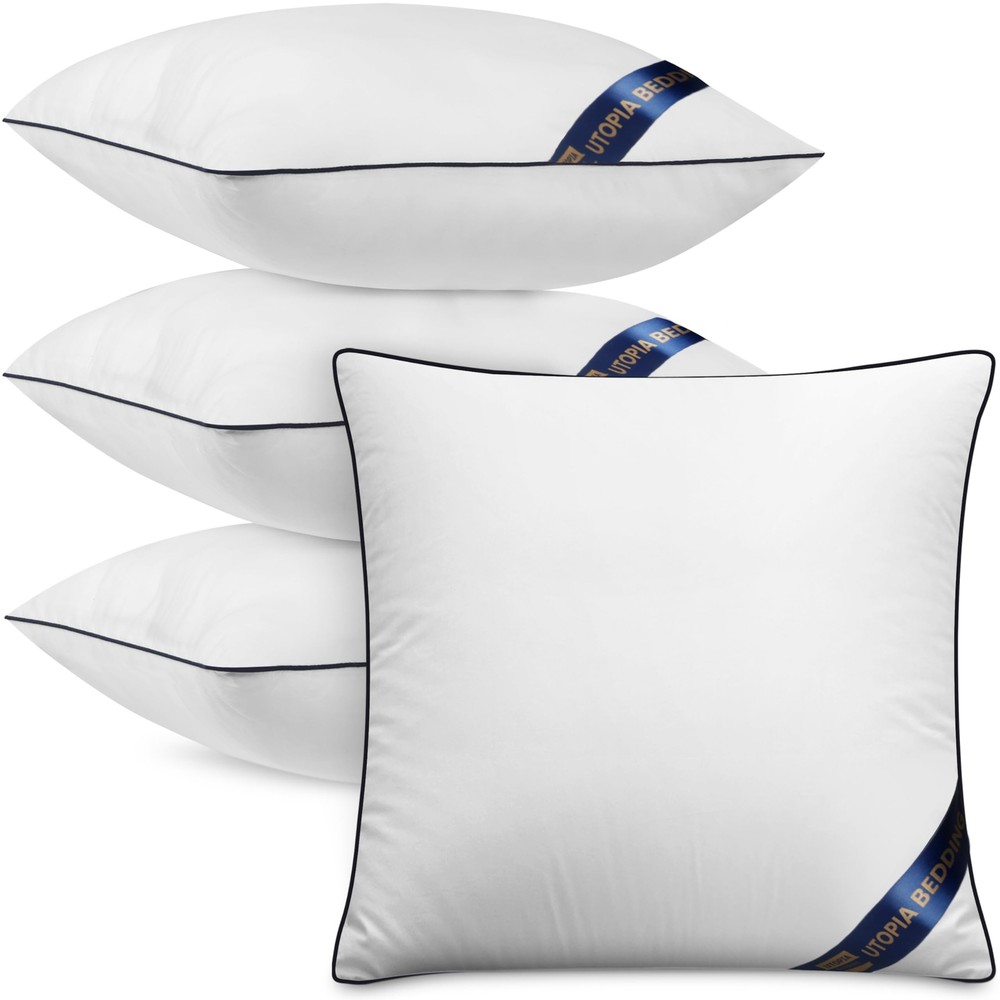 Pack of 4 White 14x14 Inch Decorative Indoor Throw Pillow Inserts