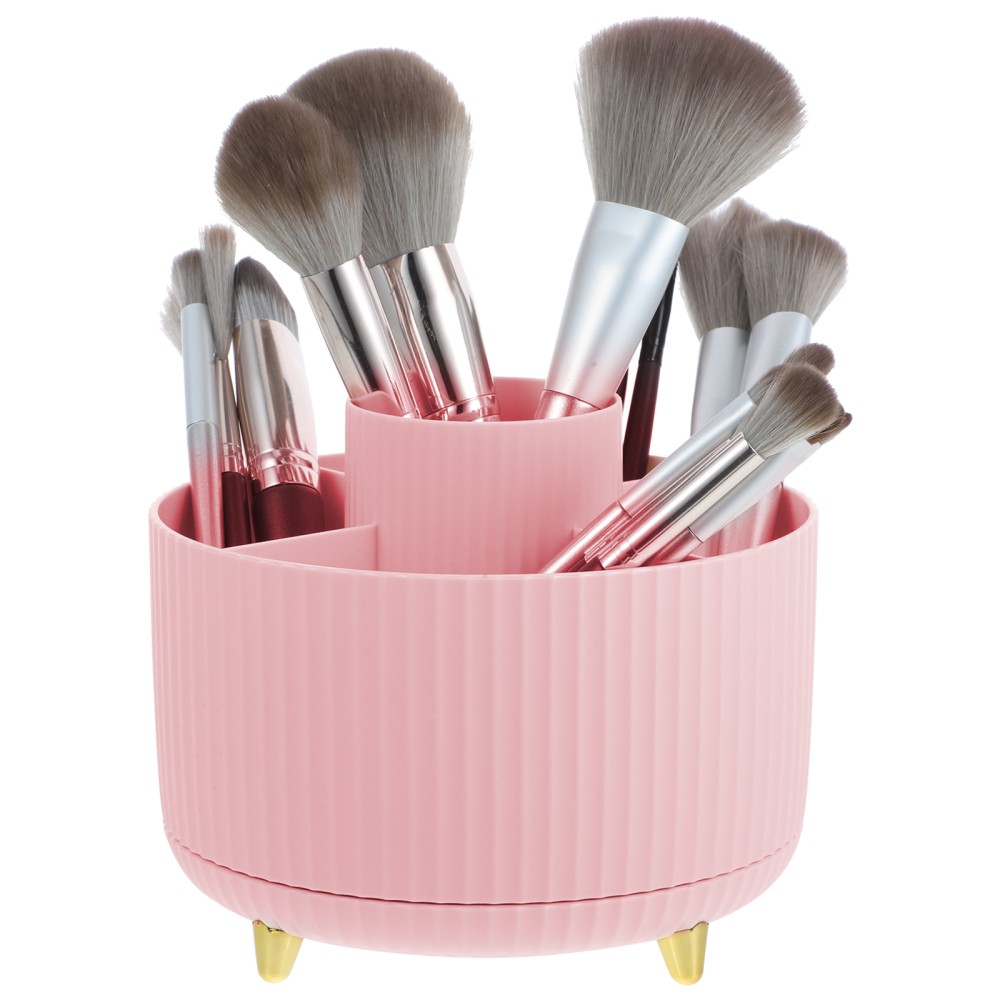 Cosmetic Storage Box with Brush Holder Lipstick Organizer Drawer for Bathroom Vanity