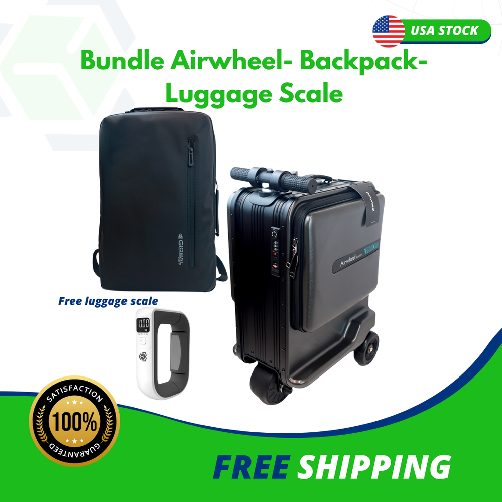 Airwheel Smart Carry-On Luggage & Backpack Set – TSA Lock, USB Port, Lightweight