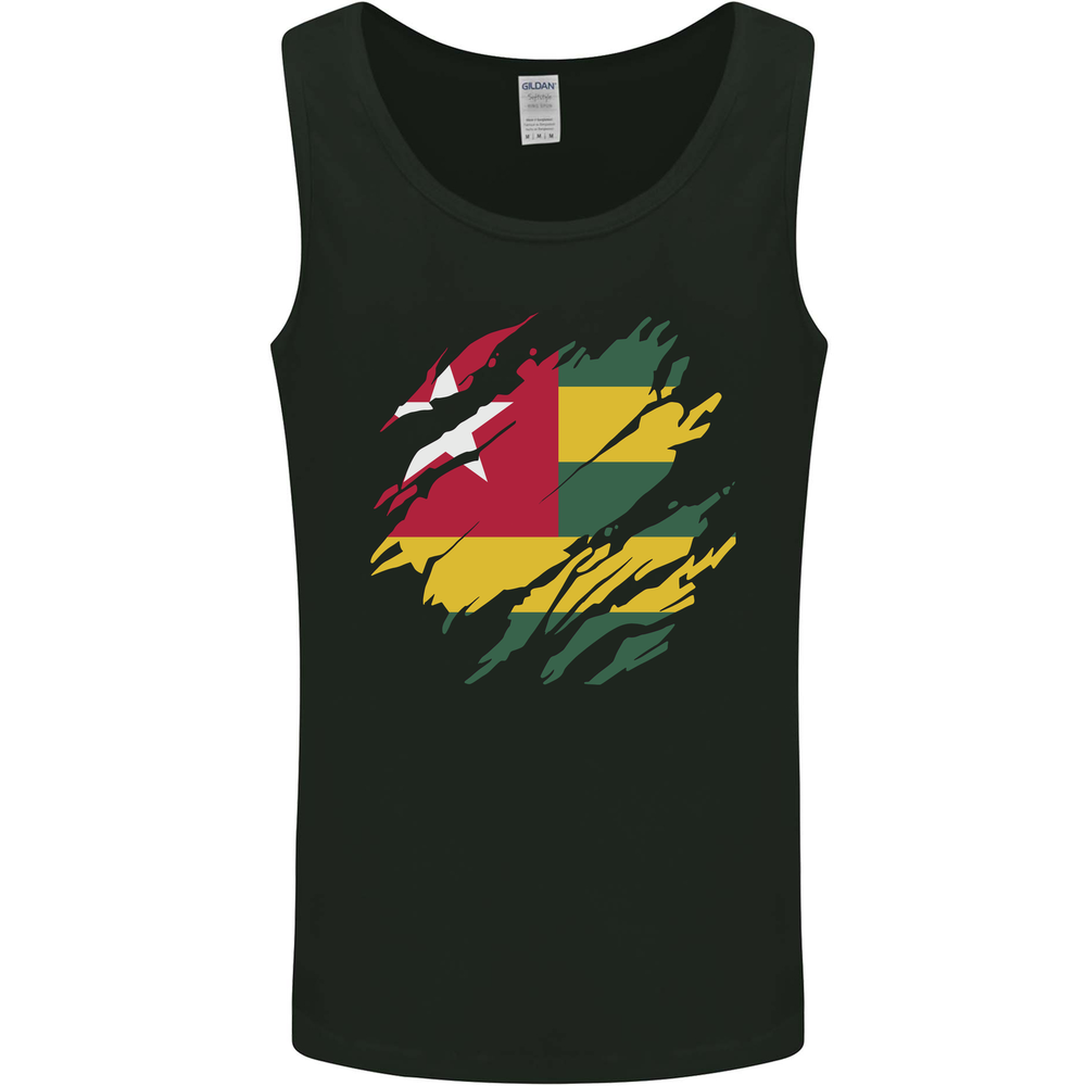 Torn Togo Flag Togolese Day Football Mens Vest Tank Top
